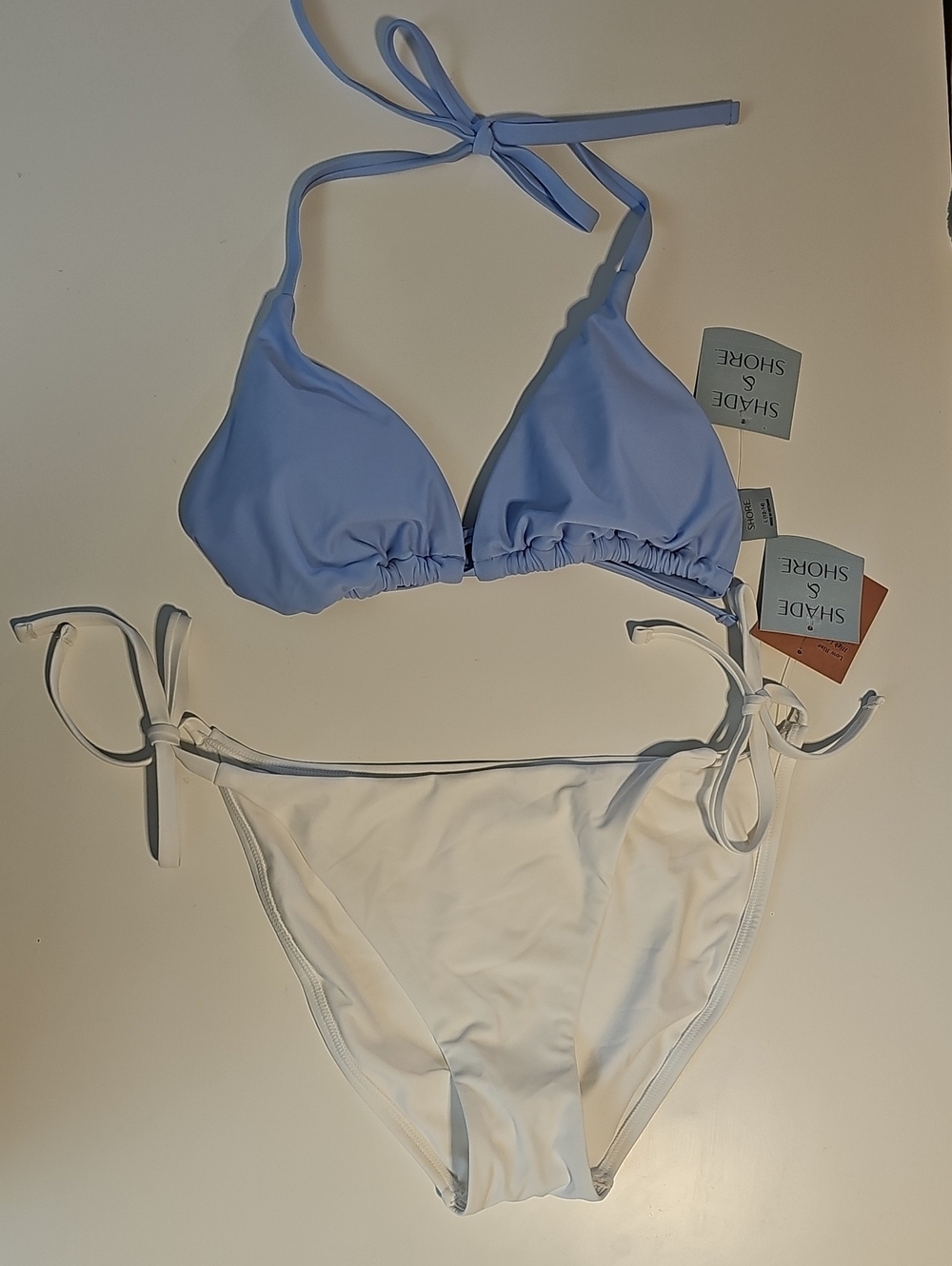 Shade & Shore Women's L Classic Triangle Top and Side-Tie Bottom Bikini Set